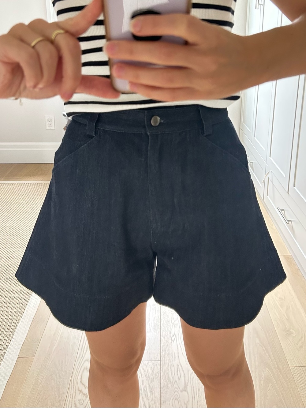 Dark blue super flared denim Shorts
